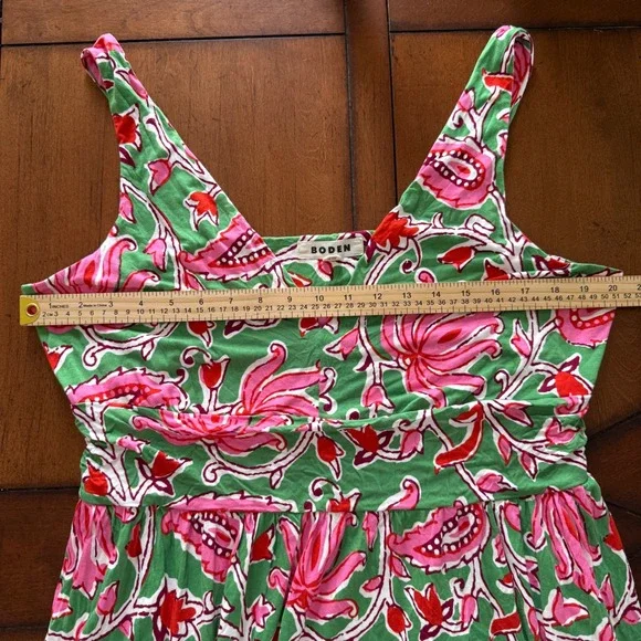 Boden Green Pink Floral Paisley Jersey V-Neck Maxi Dress US 16-18R Sleeveless - Picture 5 of 8